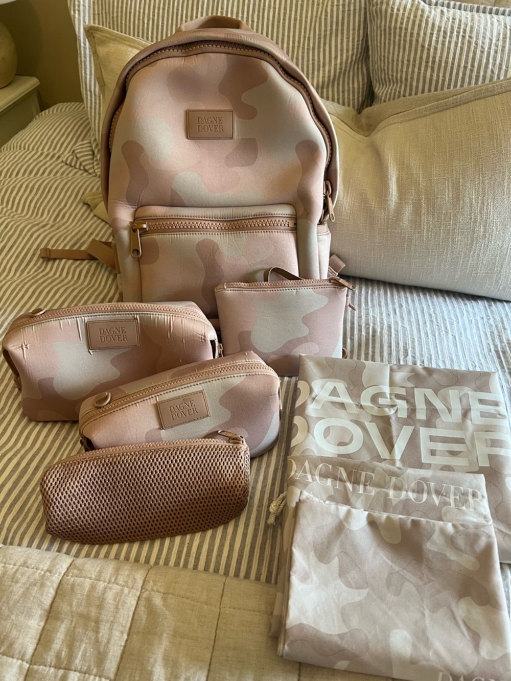Dagne Dover Bundle Medium Hunter Backpack and Two Toiletries Cases In Dune Camo